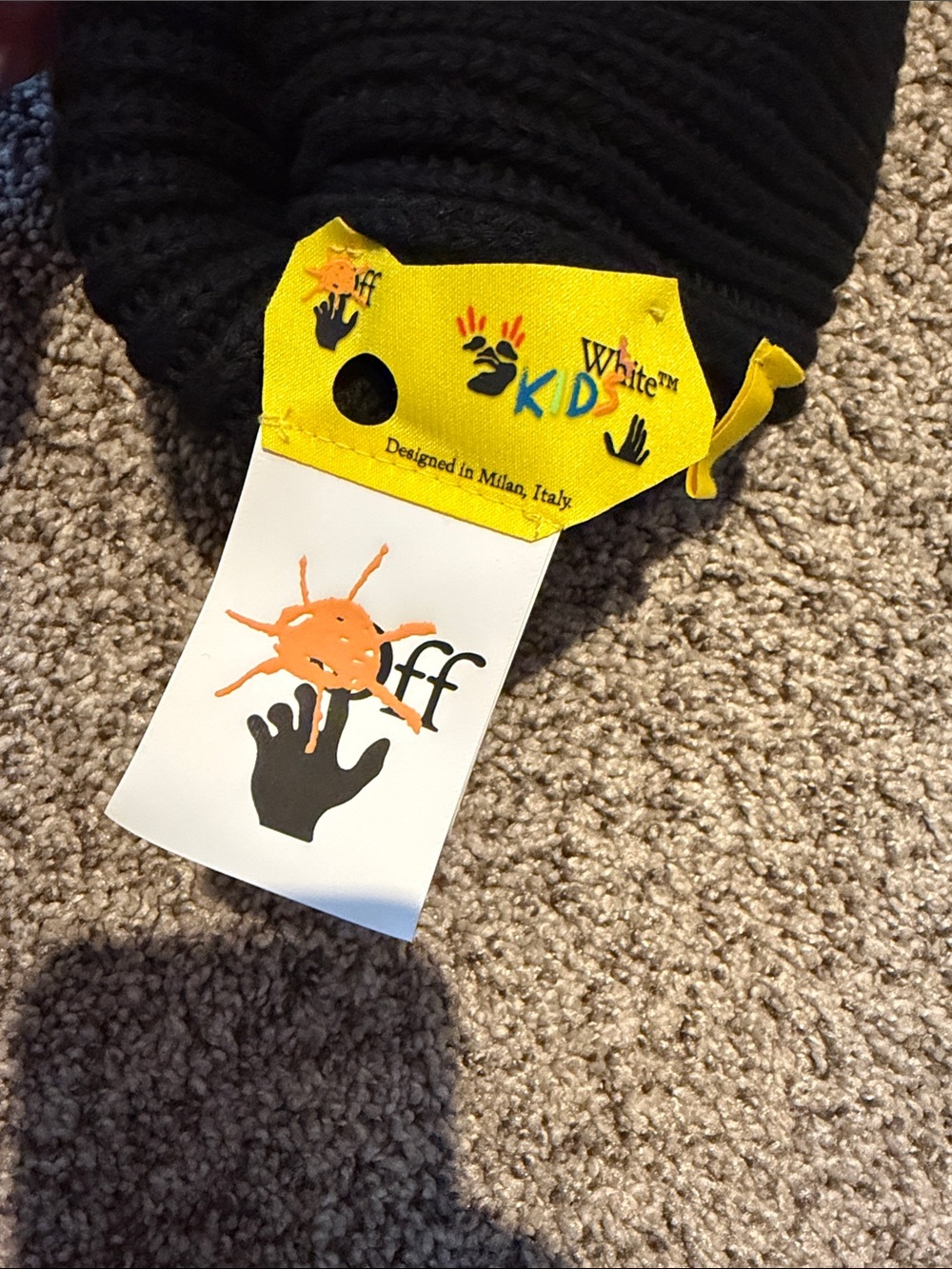 OFF WHITE kids branded black beanie - Picture 3 of 4